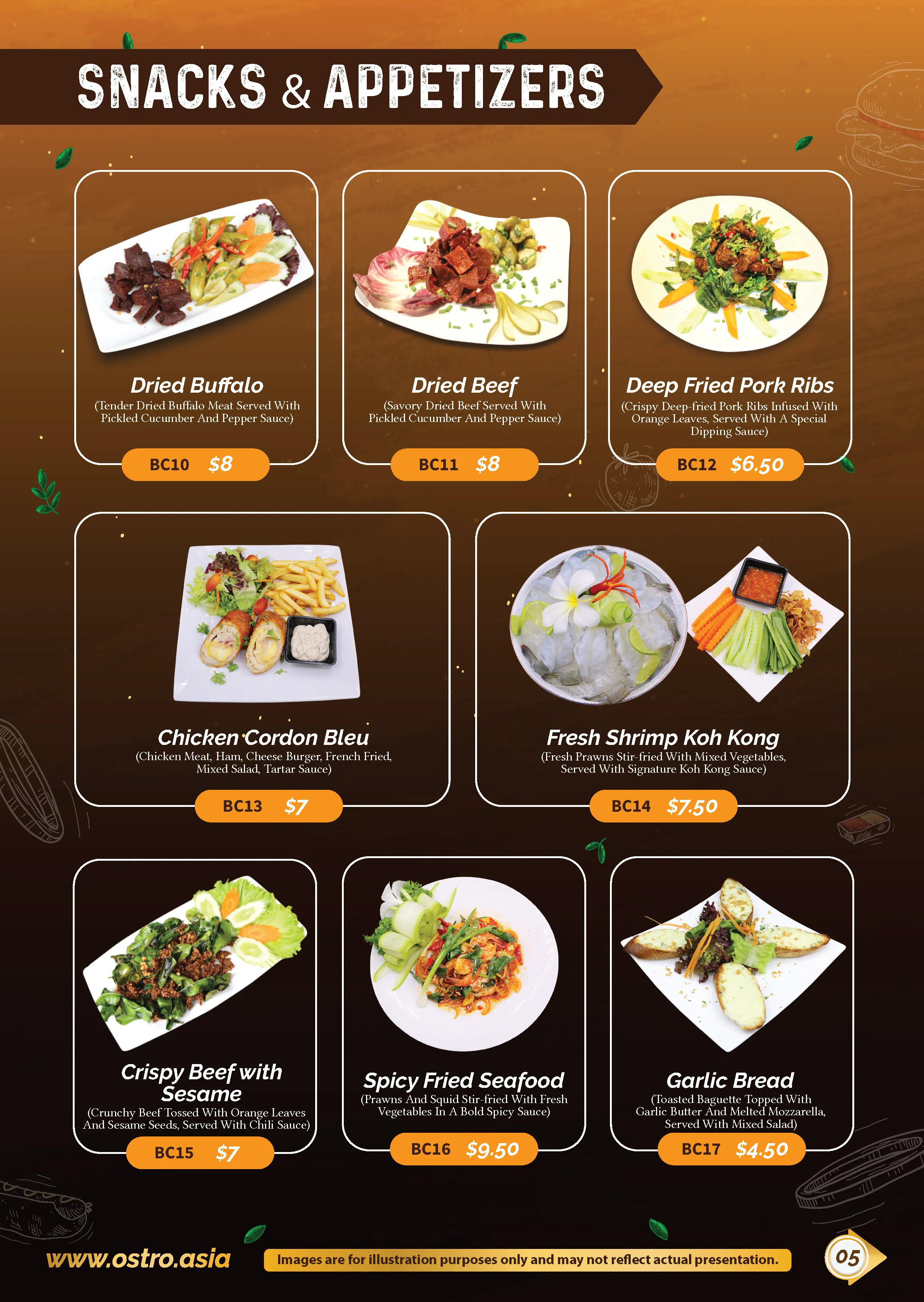 Snack & Appetizers Menu 3